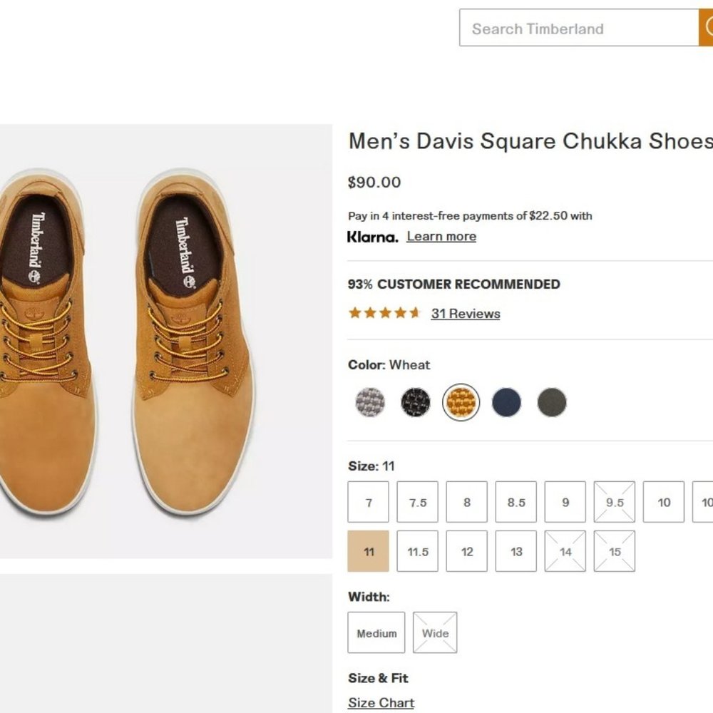 Timberland Men's Davis Square Chukkah Shoes Size 11M